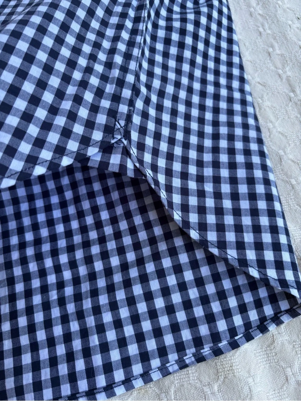 Banana Republic Slim Fit Men's Navy & White Gingham Dress Shirt